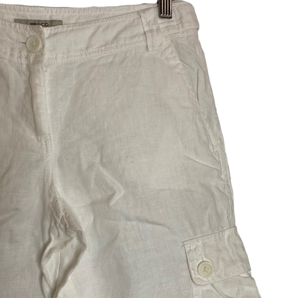 RW & Co White Cargo Pockets Capris Linen 2 - Picture 8 of 16